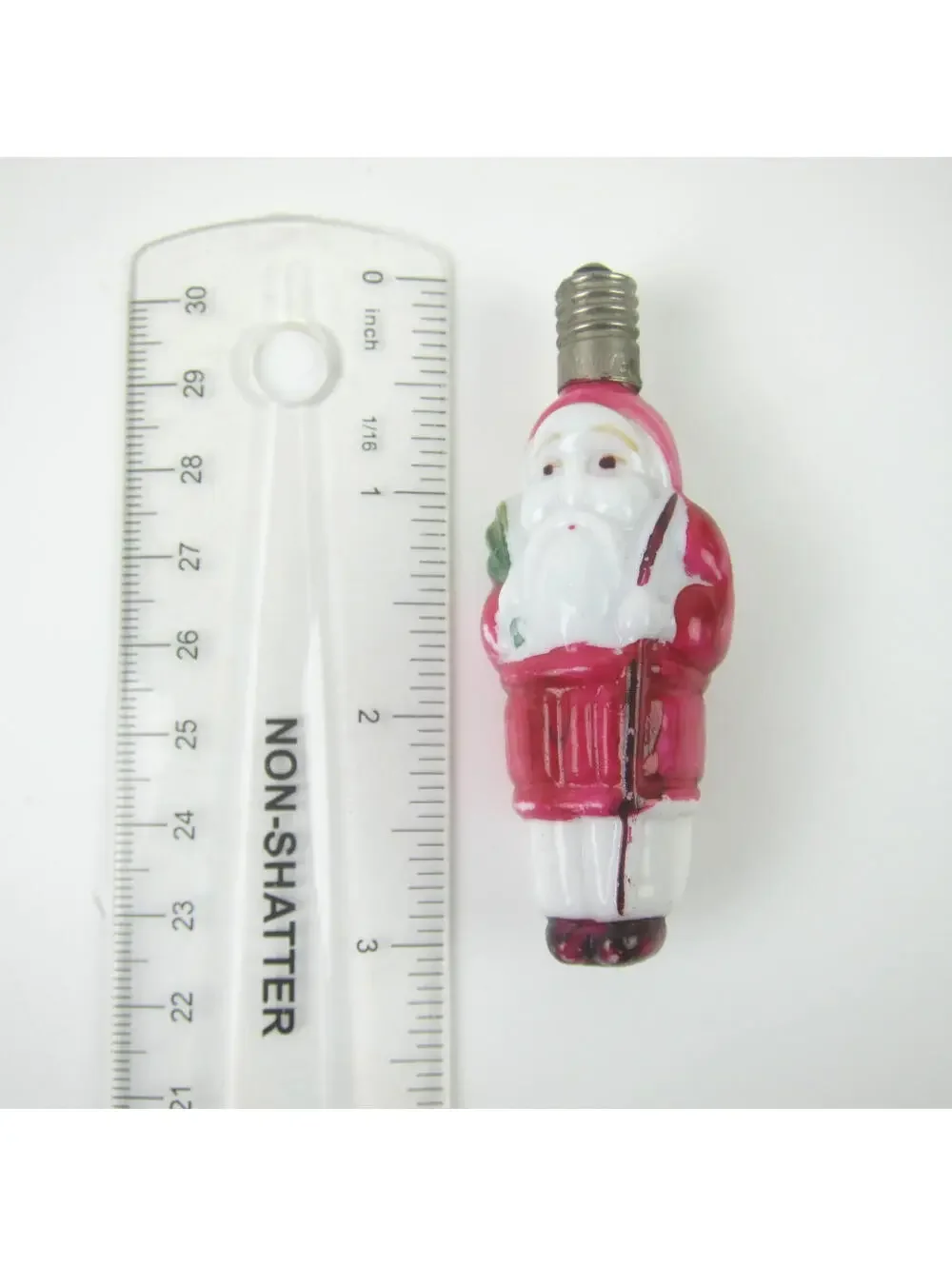 Vintage Santa Claus Christmas Milk Glass Light Bulb C6 Figural w/ Toy Sack Japan
